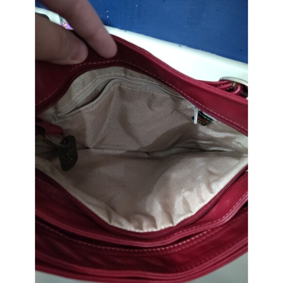 SAS Vintage Red Leather Adjustable Strap Shoulder Bag Purse Handbag - Picture 11 of 12